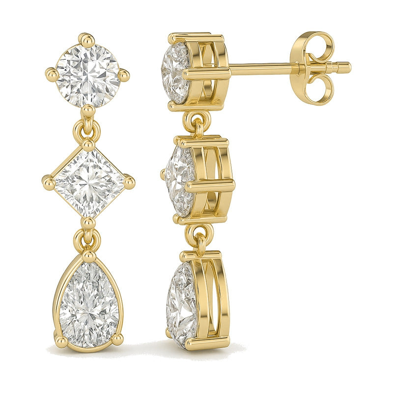 Verona earrings in 14K yellow gold with a pear-cut lab-grown diamond