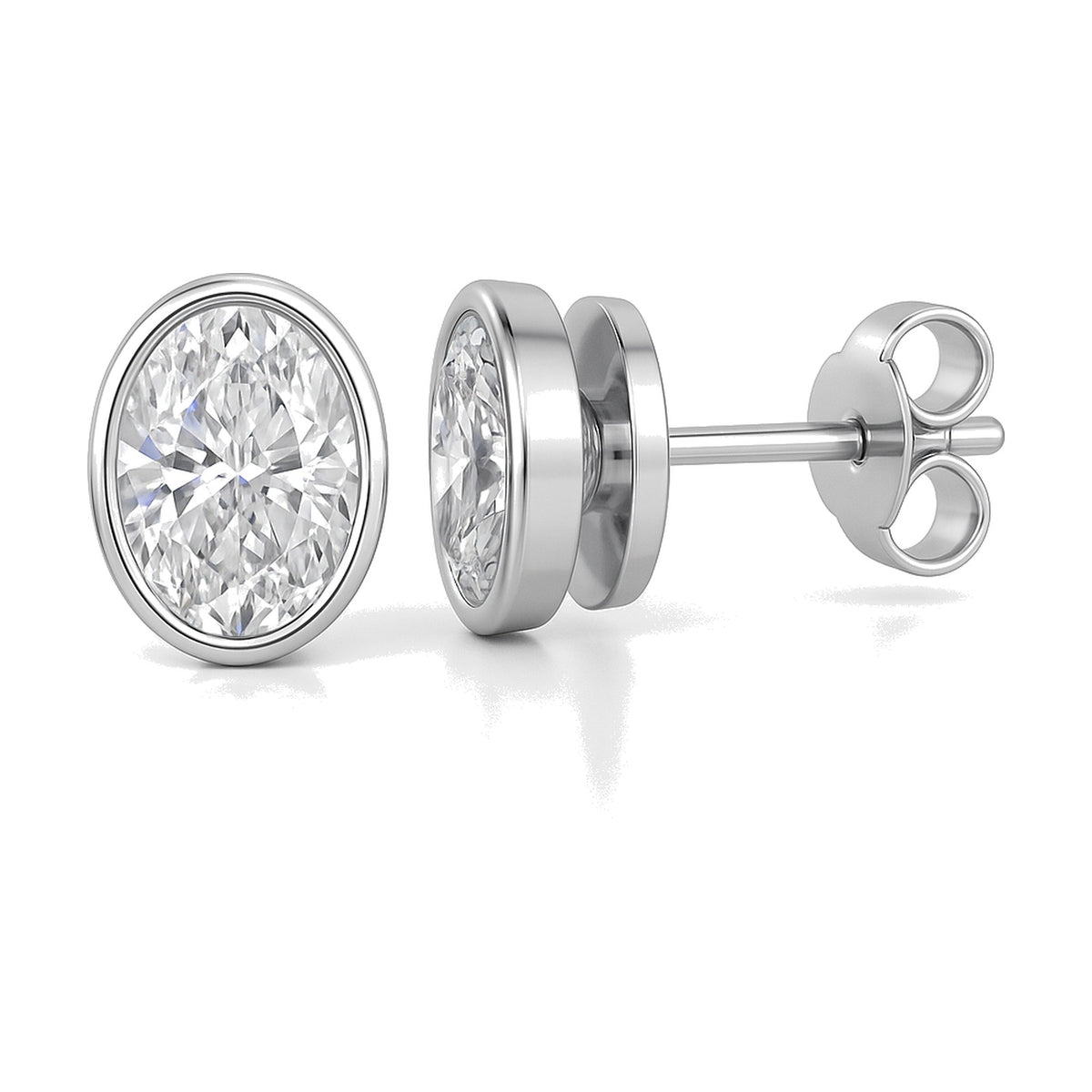 Viola earrings in 14K white gold with an oval-cut lab-grown diamond