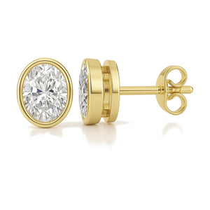 Viola earrings in 14K yellow gold with an oval-cut lab-grown diamond