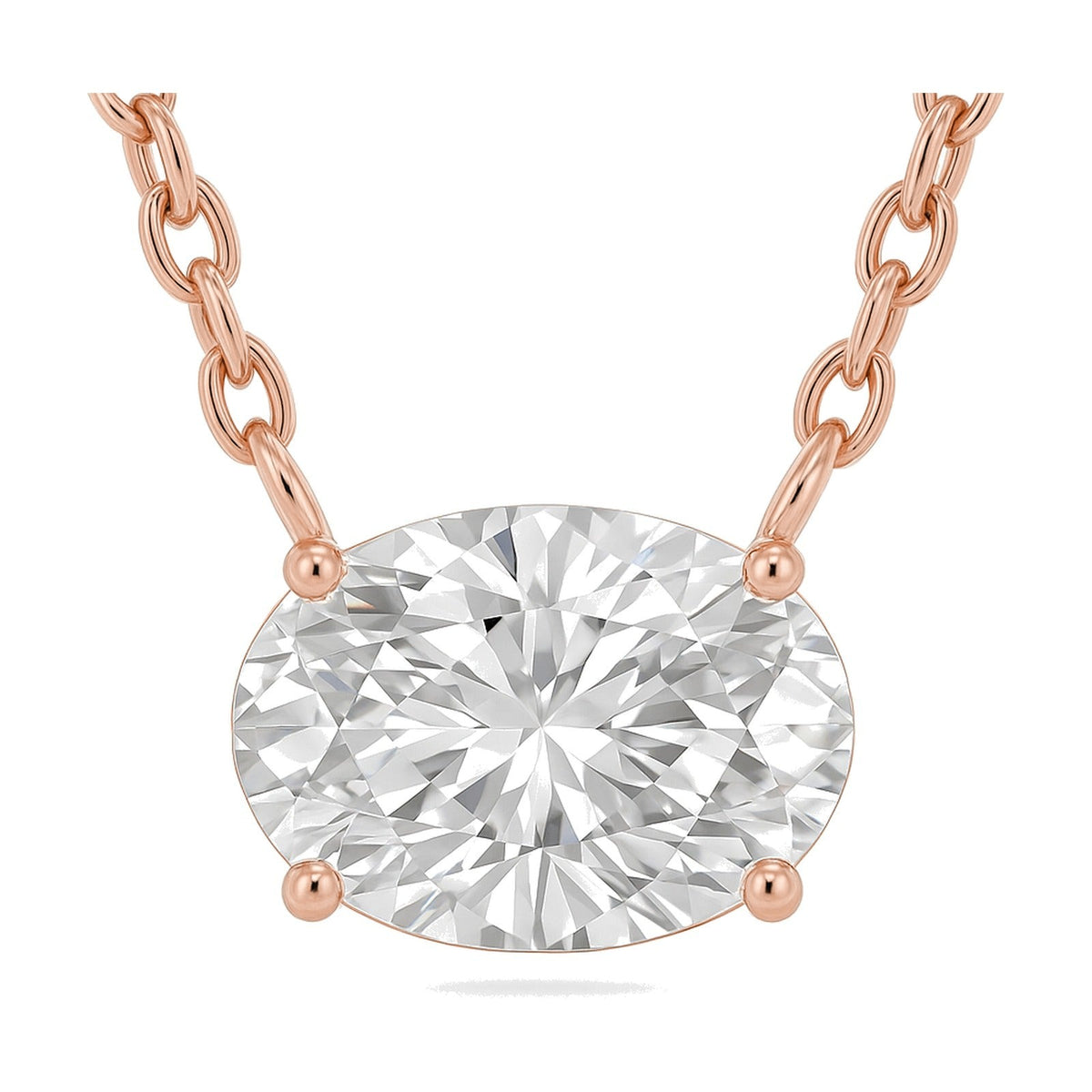 Violet pendant in 14K rose gold with an oval-cut lab-grown diamond