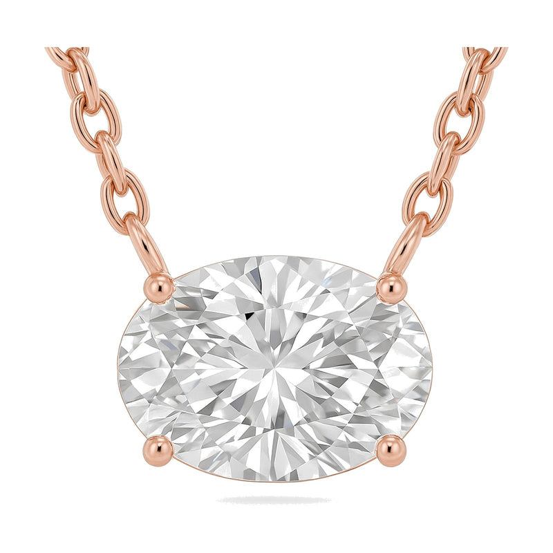 Violet pendant in 14K rose gold with an oval-cut lab-grown diamond