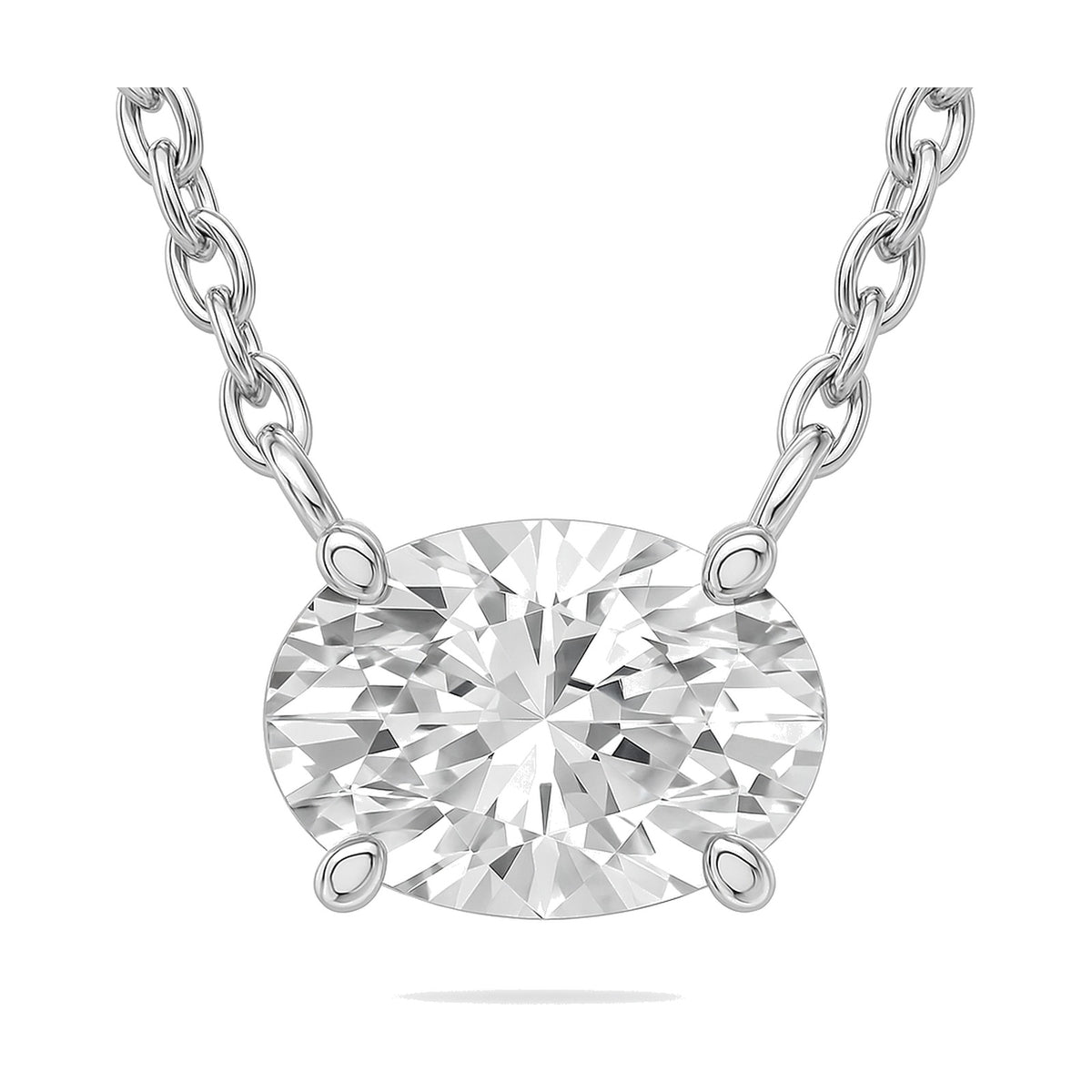 Violet pendant in 14K white gold with an oval-cut lab-grown diamond