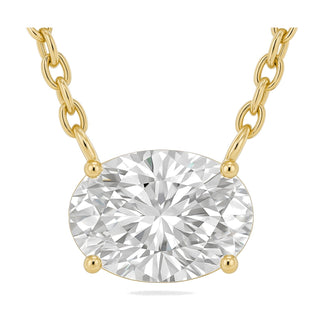 Violet pendant in 14K yellow gold with an oval-cut lab-grown diamond