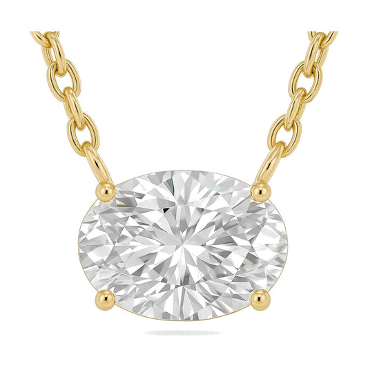 Violet pendant in 14K yellow gold with an oval-cut lab-grown diamond
