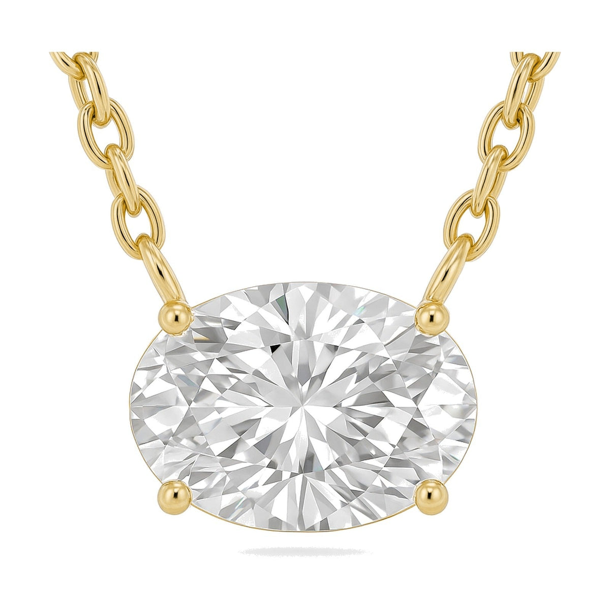 Violet pendant in 14K yellow gold with an oval-cut lab-grown diamond