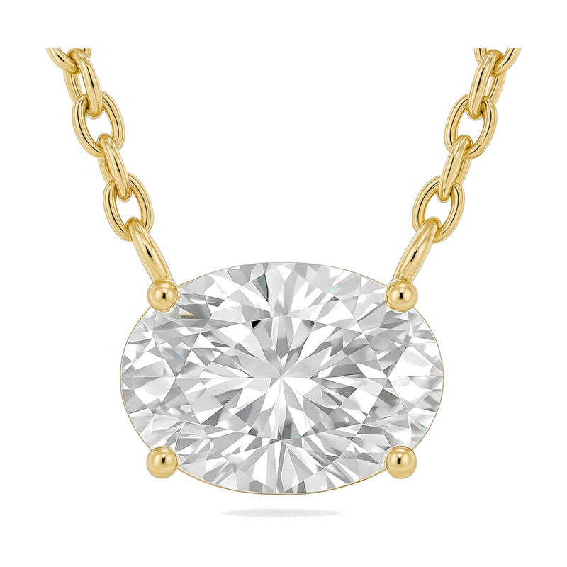 Violet pendant in 14K yellow gold with an oval-cut lab-grown diamond