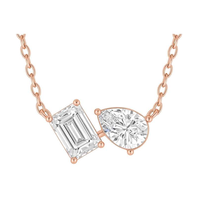 Vivienne pendant in 14K rose gold with an emerald-cut lab-grown diamond
