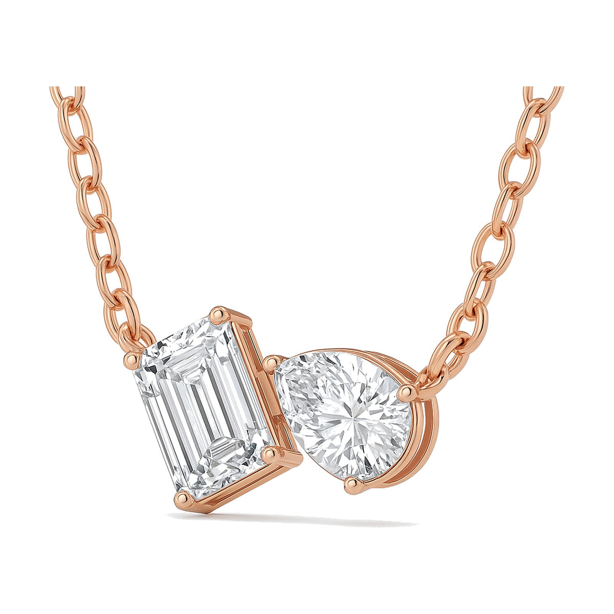 Vivienne pendant in 14K rose gold with an emerald-cut lab-grown diamond