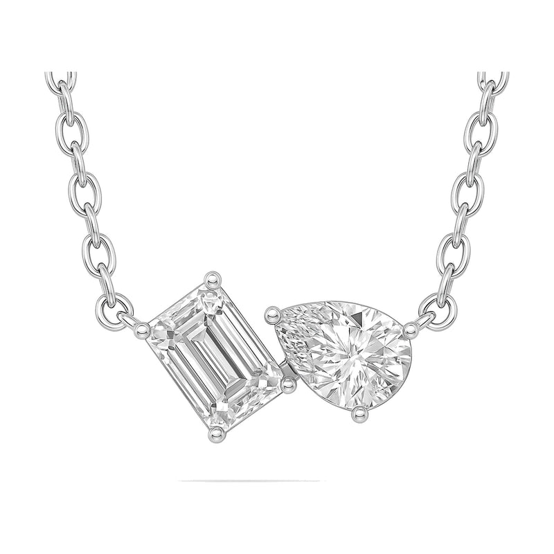 Vivienne pendant in 14K white gold with an emerald-cut lab-grown diamond