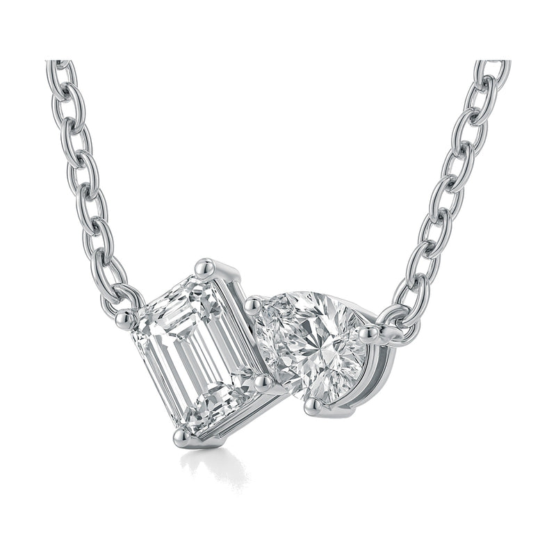 Vivienne pendant in 14K white gold with an emerald-cut lab-grown diamond