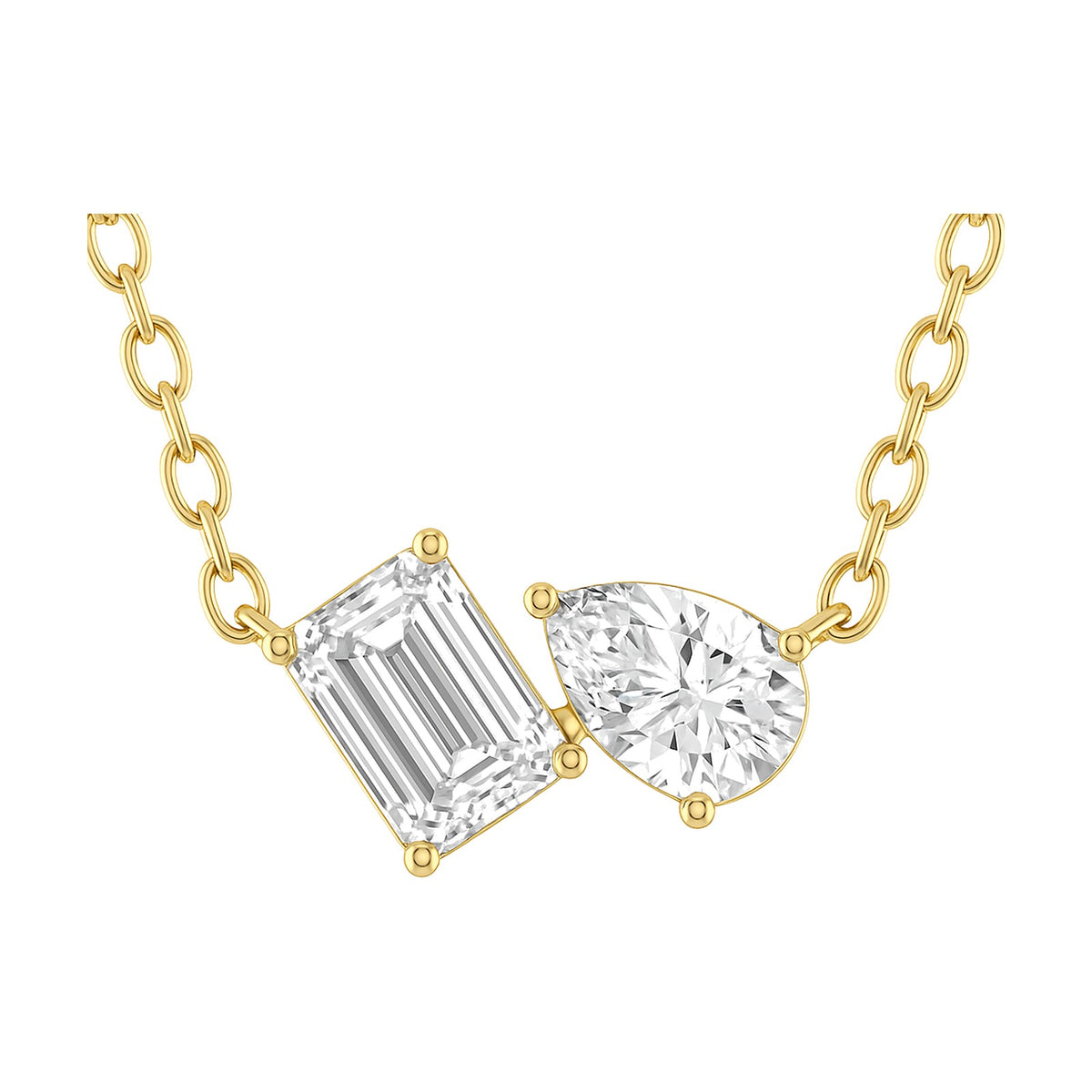 Vivienne pendant in 14K yellow gold with an emerald-cut lab-grown diamond