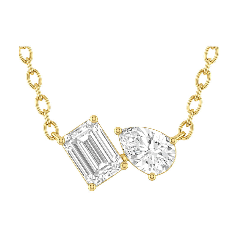 Vivienne pendant in 14K yellow gold with an emerald-cut lab-grown diamond