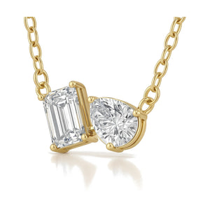 Vivienne pendant in 14K yellow gold with an emerald-cut lab-grown diamond