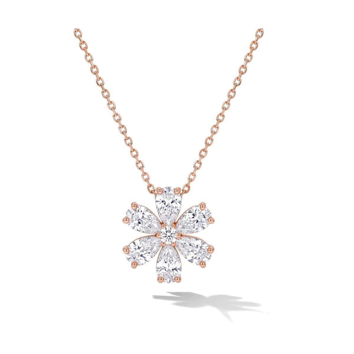 Zara pendant in 14K rose gold with a round-cut lab-grown diamond