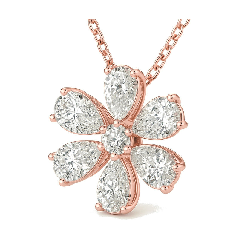 Zara pendant in 14K rose gold with a round-cut lab-grown diamond