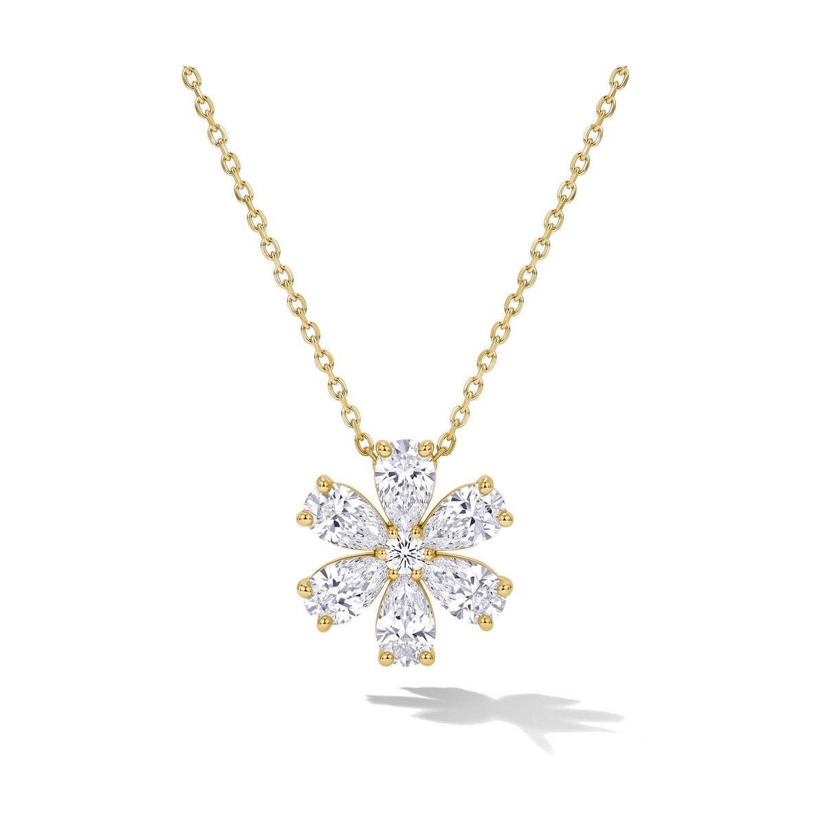 Zara pendant in 14K yellow gold with a round-cut lab-grown diamond