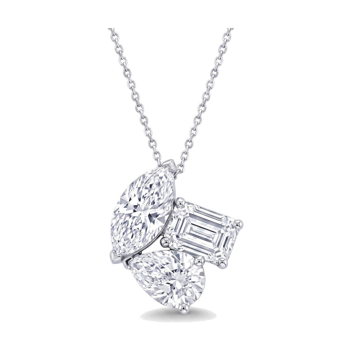 Zoe pendant in 14K white gold with an emerald-cut lab-grown diamond