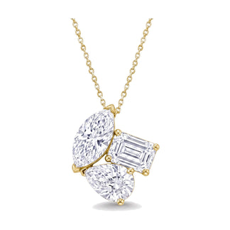 Zoe pendant in 14K yellow gold with an emerald-cut lab-grown diamond