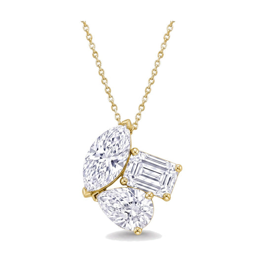 Zoe pendant in 14K yellow gold with an emerald-cut lab-grown diamond