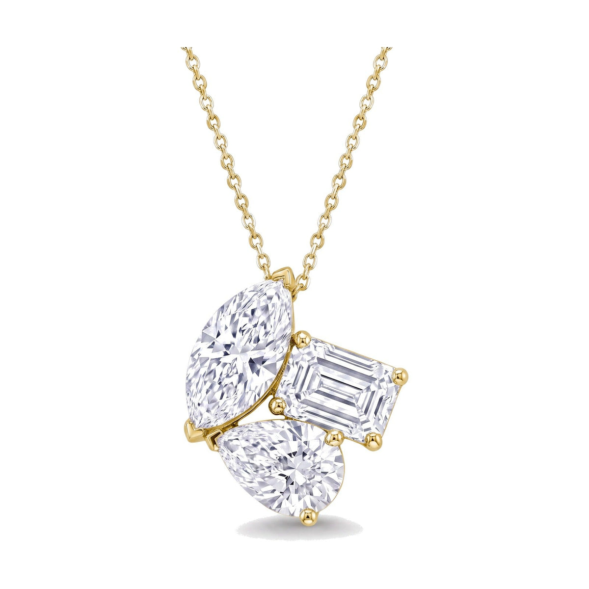 Zoe pendant in 14K yellow gold with an emerald-cut lab-grown diamond