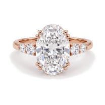 Beatrice ring in 14K rose gold with an oval-cut lab-grown diamond