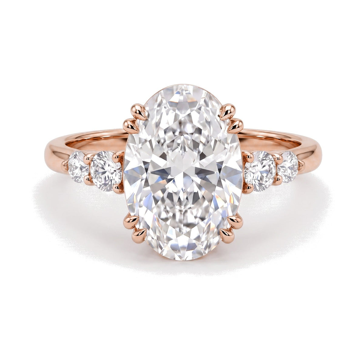 Beatrice ring in 14K rose gold with an oval-cut lab-grown diamond