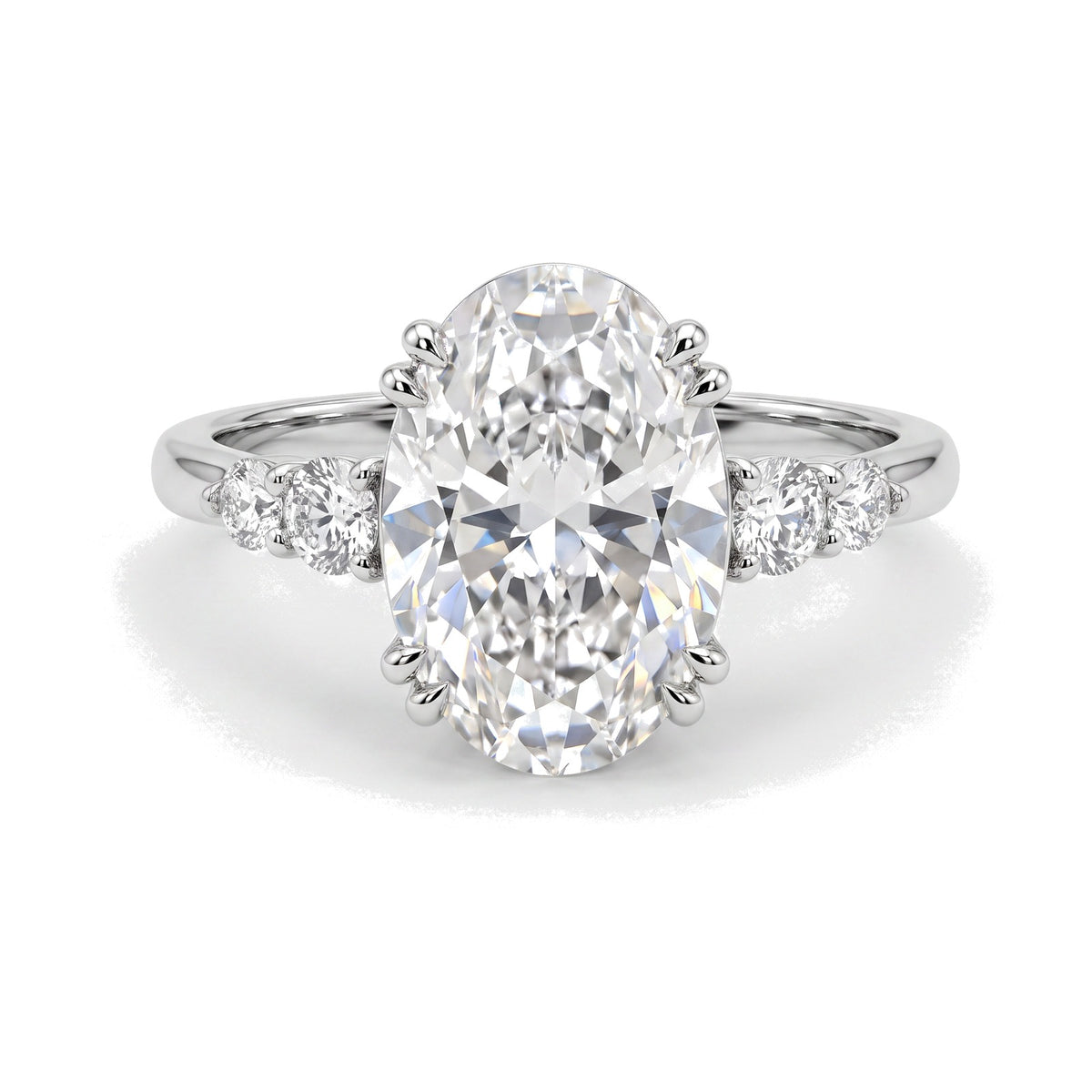 Beatrice ring in 14K white gold with an oval-cut lab-grown diamond