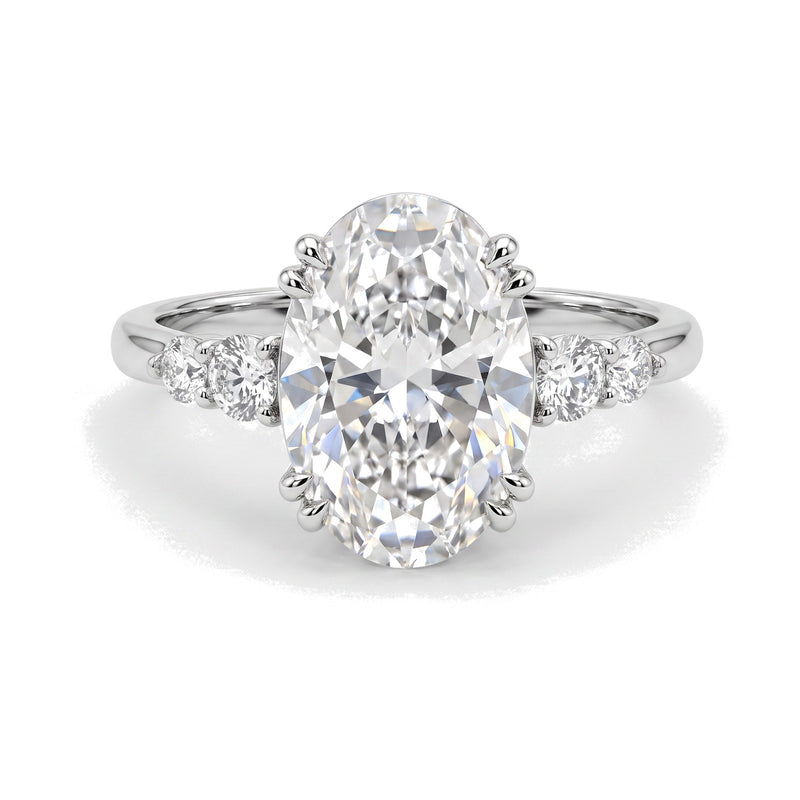 Beatrice ring in 14K white gold with an oval-cut lab-grown diamond