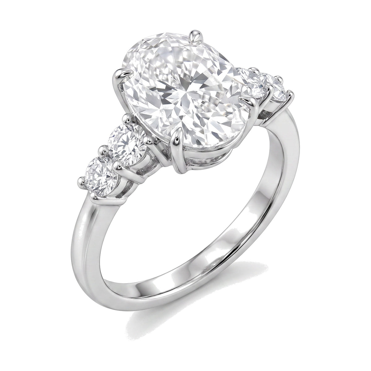 Beatrice ring in 14K white gold with an oval-cut lab-grown diamond