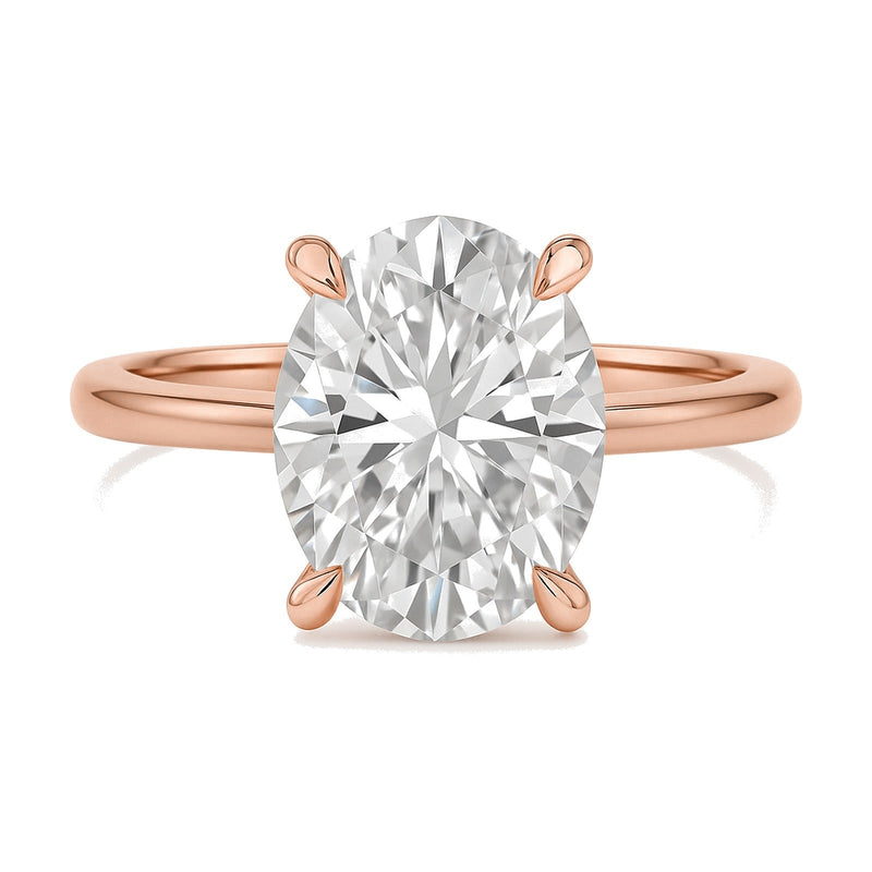 Camille ring in 14K rose gold with an oval-cut lab-grown diamond