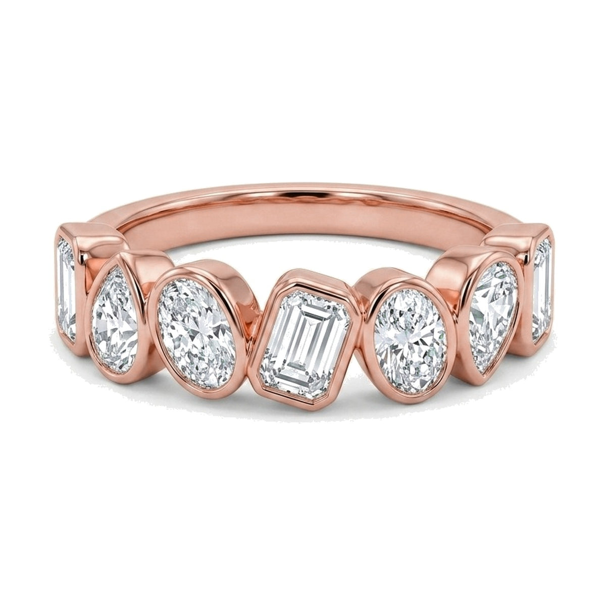 Flora ring in 14K rose gold with an emerald-cut lab-grown diamond