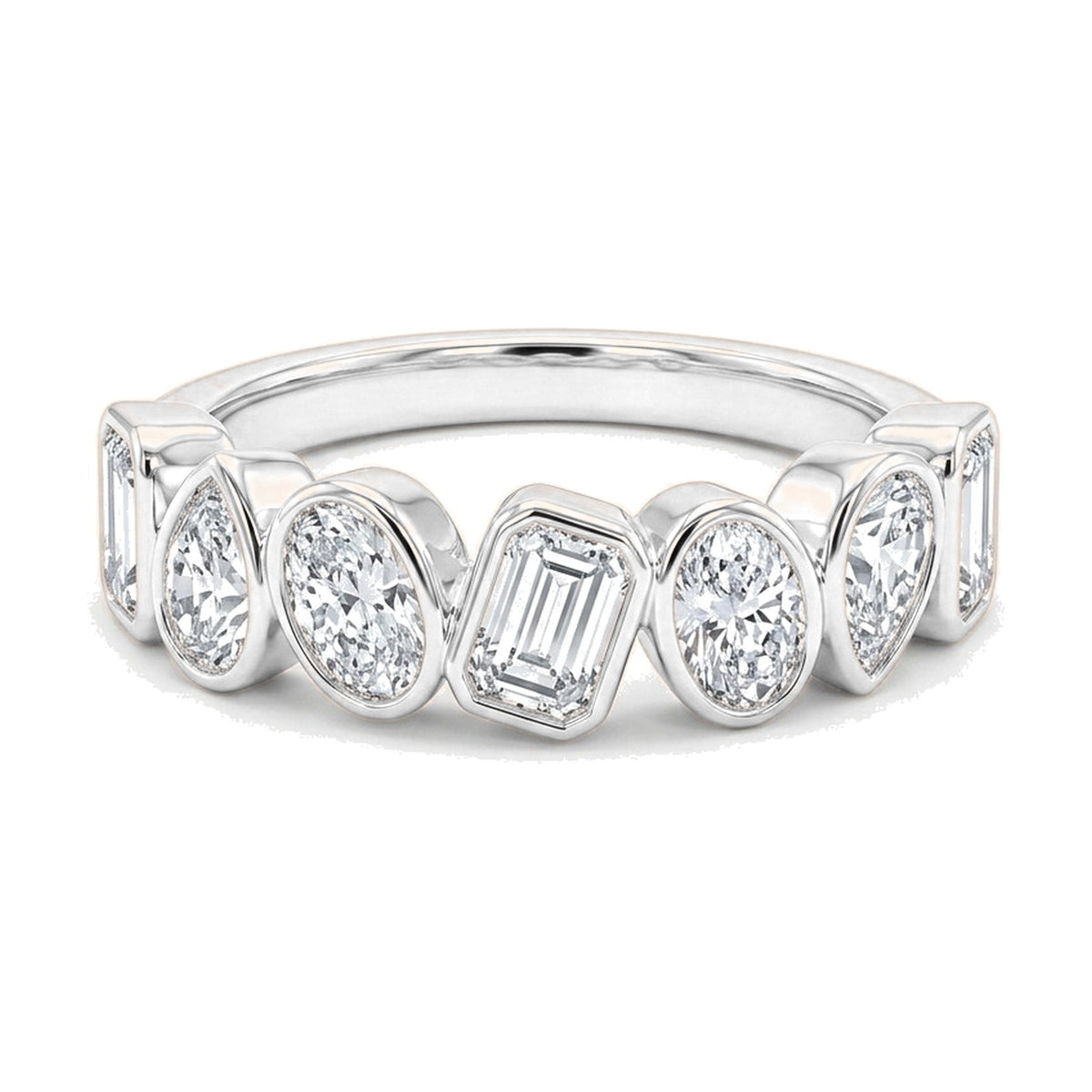 Flora ring in 14K white gold with an emerald-cut lab-grown diamond