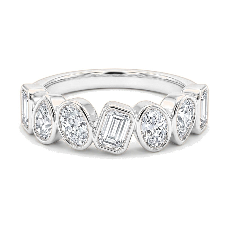 Flora ring in 14K white gold with an emerald-cut lab-grown diamond