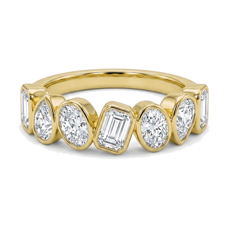 Flora ring in 14K yellow gold with an emerald-cut lab-grown diamond
