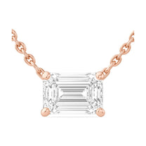 Leonie pendant in 14K rose gold with an emerald-cut lab-grown diamond