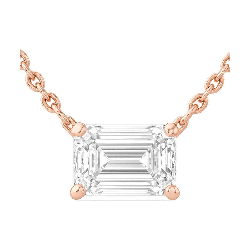Leonie pendant in 14K rose gold with an emerald-cut lab-grown diamond