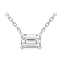Leonie pendant in 14K white gold with an emerald-cut lab-grown diamond