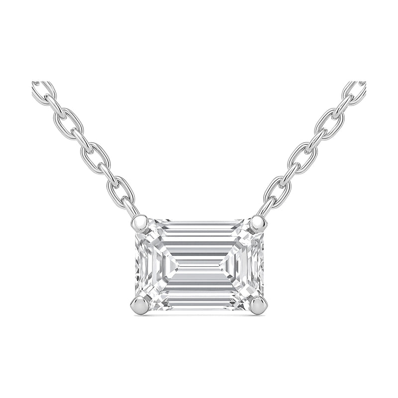 Leonie pendant in 14K white gold with an emerald-cut lab-grown diamond