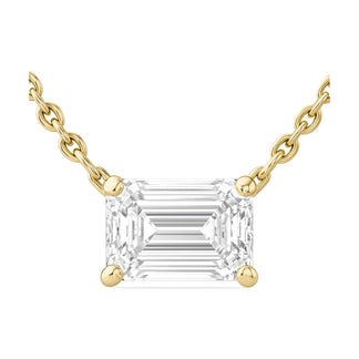 Leonie pendant in 14K yellow gold with an emerald-cut lab-grown diamond