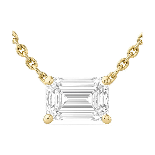 Leonie pendant in 14K yellow gold with an emerald-cut lab-grown diamond