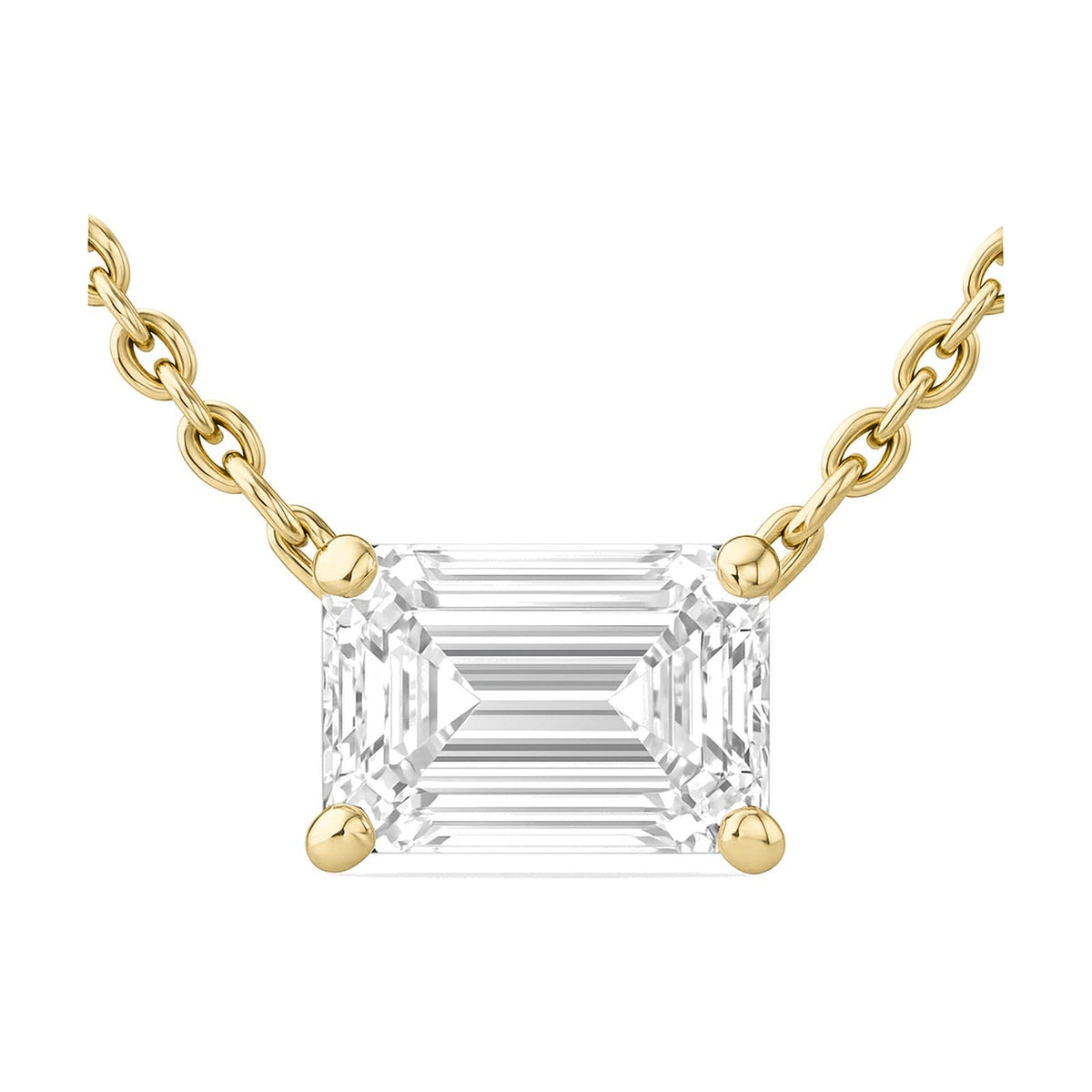 Leonie pendant in 14K yellow gold with an emerald-cut lab-grown diamond