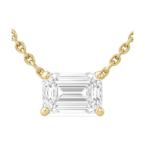 Leonie pendant in 14K yellow gold with an emerald-cut lab-grown diamond