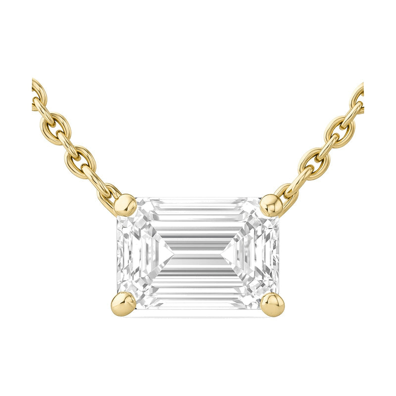 Leonie pendant in 14K yellow gold with an emerald-cut lab-grown diamond
