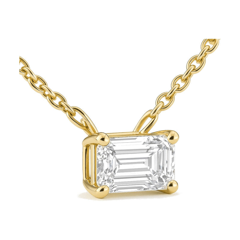 Leonie pendant in 14K yellow gold with an emerald-cut lab-grown diamond