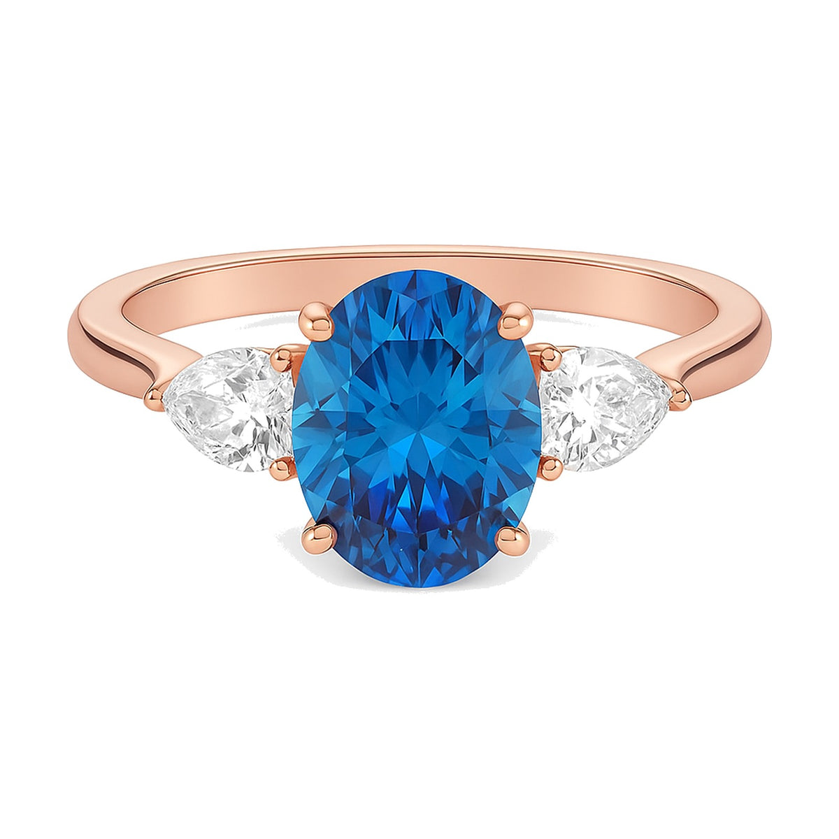 Nadine ring in 14K rose gold with a fancy blue oval-cut lab-grown diamond