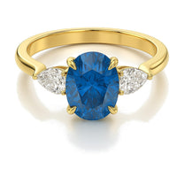 Nadine ring in 14K yellow gold with a fancy blue oval-cut lab-grown diamond