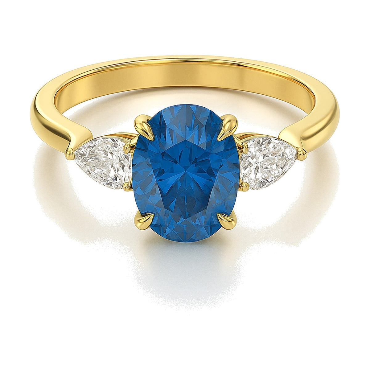 Nadine ring in 14K yellow gold with a fancy blue oval-cut lab-grown diamond