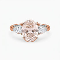 Adele ring in 14K rose gold with a fancy pink oval-cut lab-grown diamond