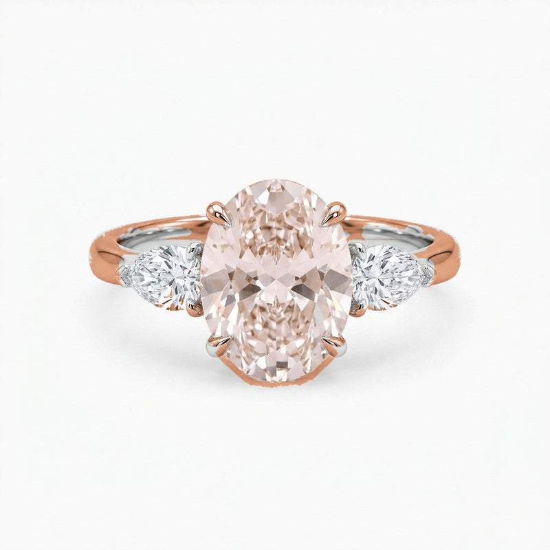 Adele ring in 14K rose gold with a fancy pink oval-cut lab-grown diamond