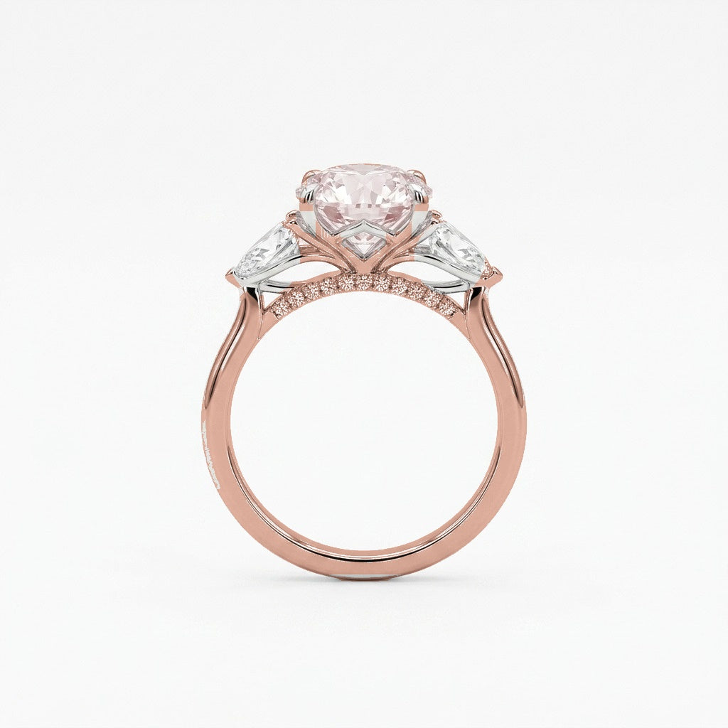 Adele ring in 14K rose gold with a fancy pink oval-cut lab-grown diamond